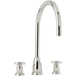 Perrin & Rowe Callisto Crosshead C Spout 3 Hole Sink Mixer Nickel