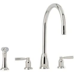 Perrin & Rowe Callisto 3 Hole C Spout Sink Mixer & Spray Nickel