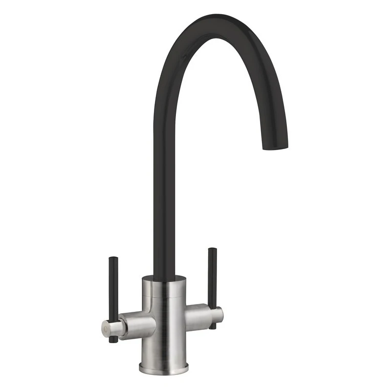 Prima+ Swan Neck Dual Lever Mixer Tap Black 3 Prima+ Swan Neck Dual Lever Mixer Tap Black