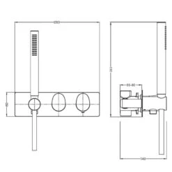 RAK Horizontal Dual Outlet Shower Valve With Handset Matt Black -Home Bathroom rak rakita3305b 2