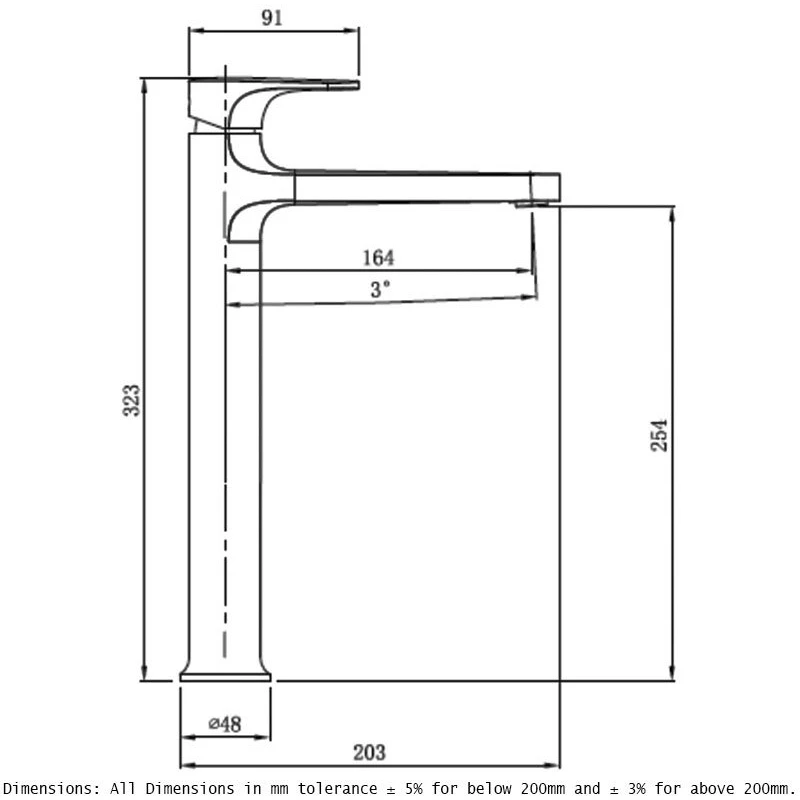 RAK Portofino Tall Basin Mixer Chrome 4 RAK Portofino Tall Basin Mixer Chrome - Image 2
