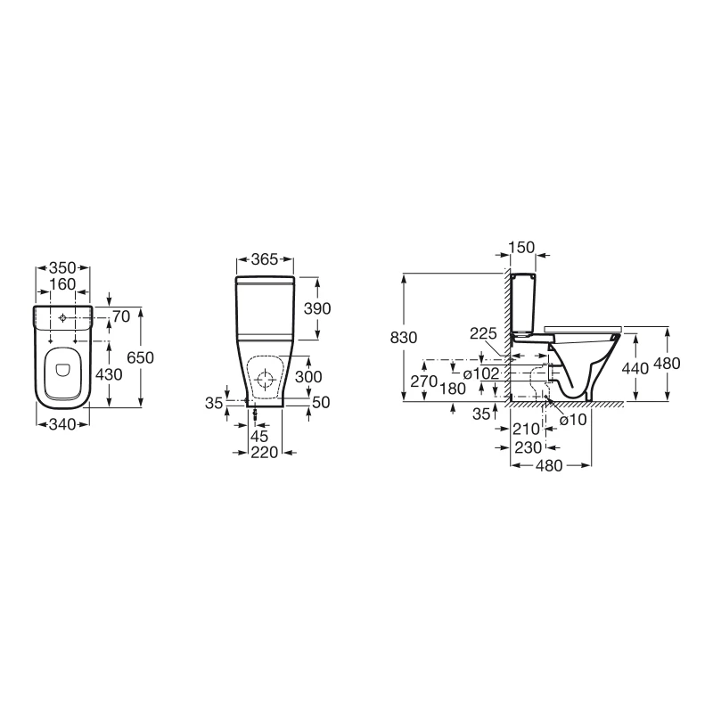 Roca The Gap Close Coupled Comfort Height WC Pan White 4 Roca The Gap Close Coupled Comfort Height WC Pan White - Image 2