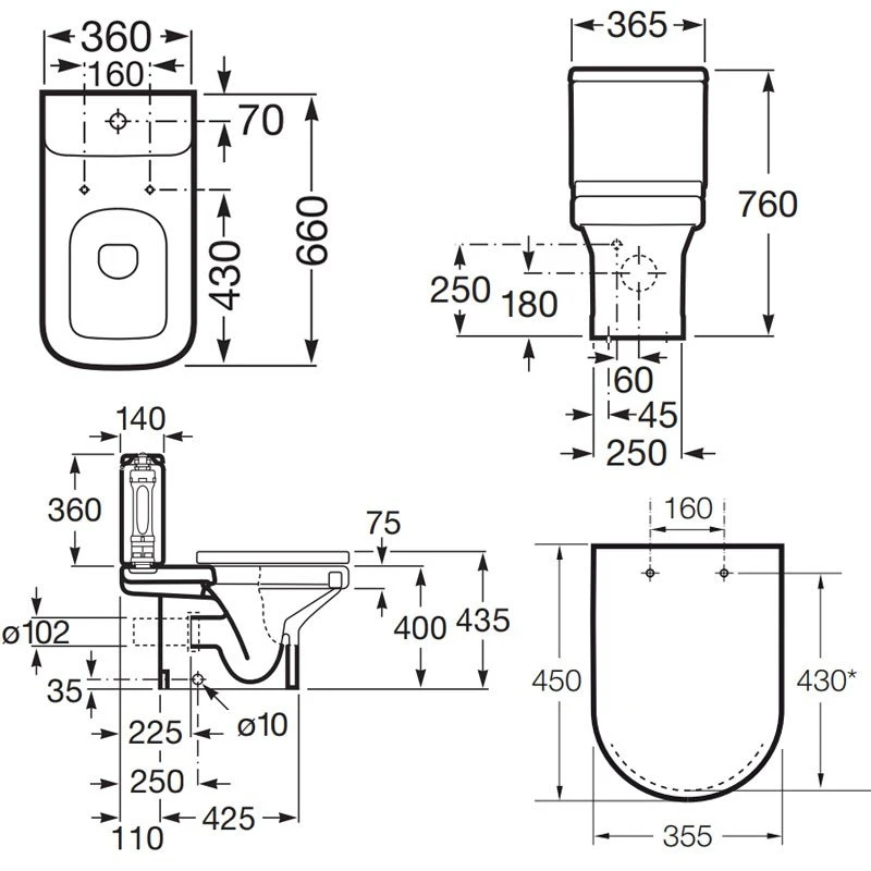 Roca Dama-N Close Coupled Toilet With Push Button Cistern & Soft Close Seat 6 Roca Dama-N Close Coupled Toilet With Push Button Cistern & Soft Close Seat - Image 4