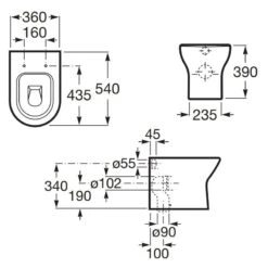 Roca Nexo Back To Wall Toilet With Standard Seat -Home Bathroom roca 347615000 801640004 5