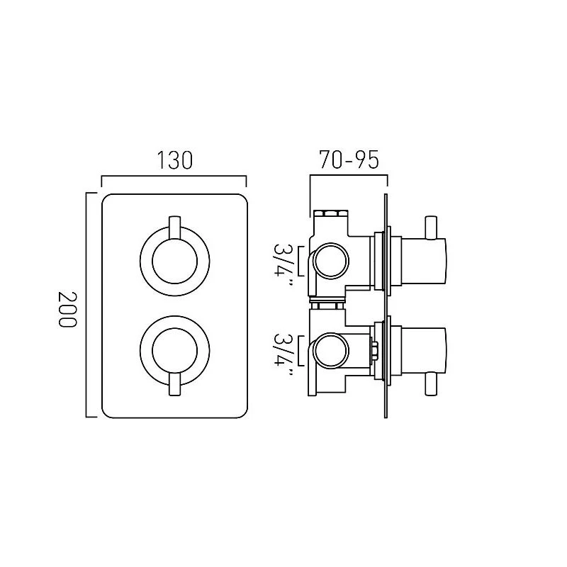 Vado Celsius 2 Outlet 2 Handle Thermostatic Valve 4 Vado Celsius 2 Outlet 2 Handle Thermostatic Valve - Image 2