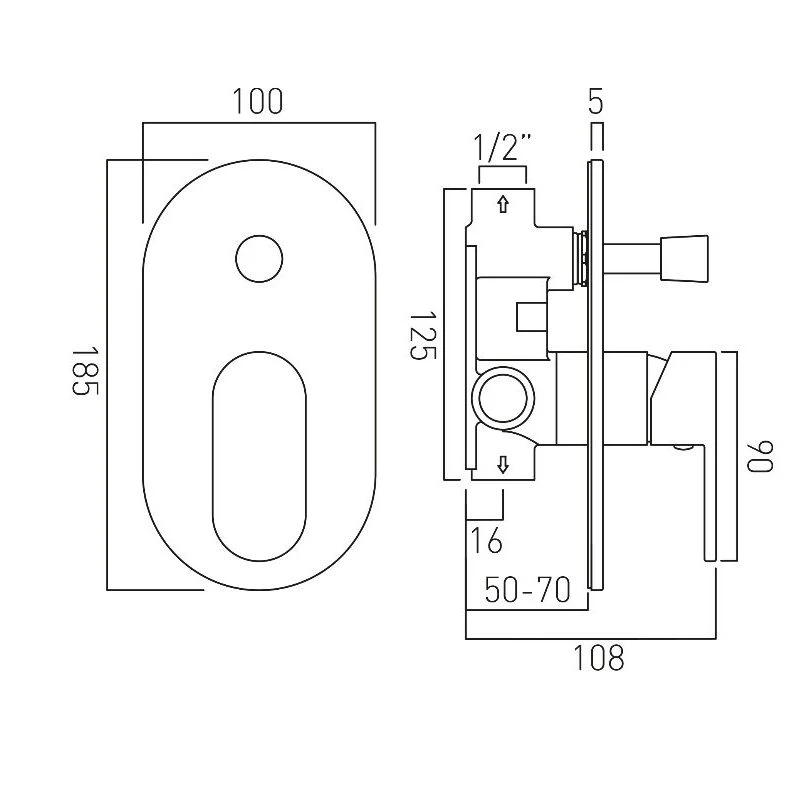 Vado Life Manual Shower Valve With Diverter 4 Vado Life Manual Shower Valve With Diverter - Image 2