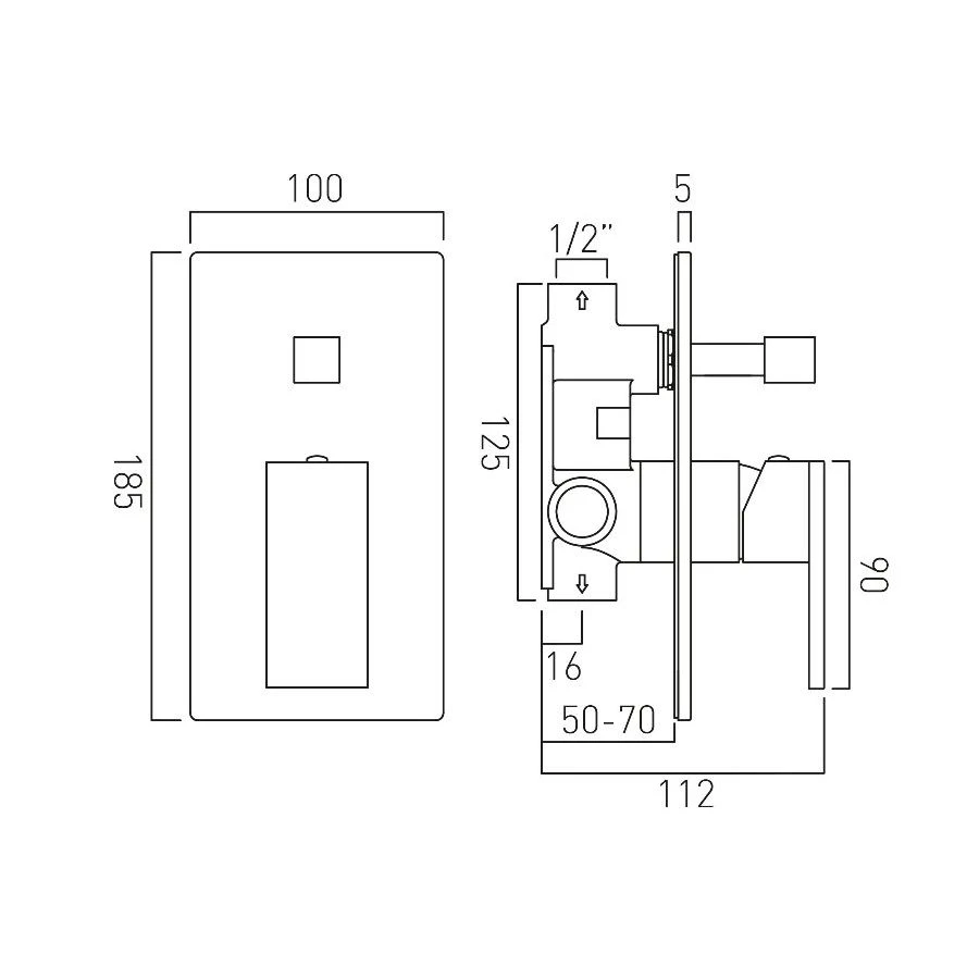 Vado Notion Manual Shower Valve With Diverter 4 Vado Notion Manual Shower Valve With Diverter - Image 2