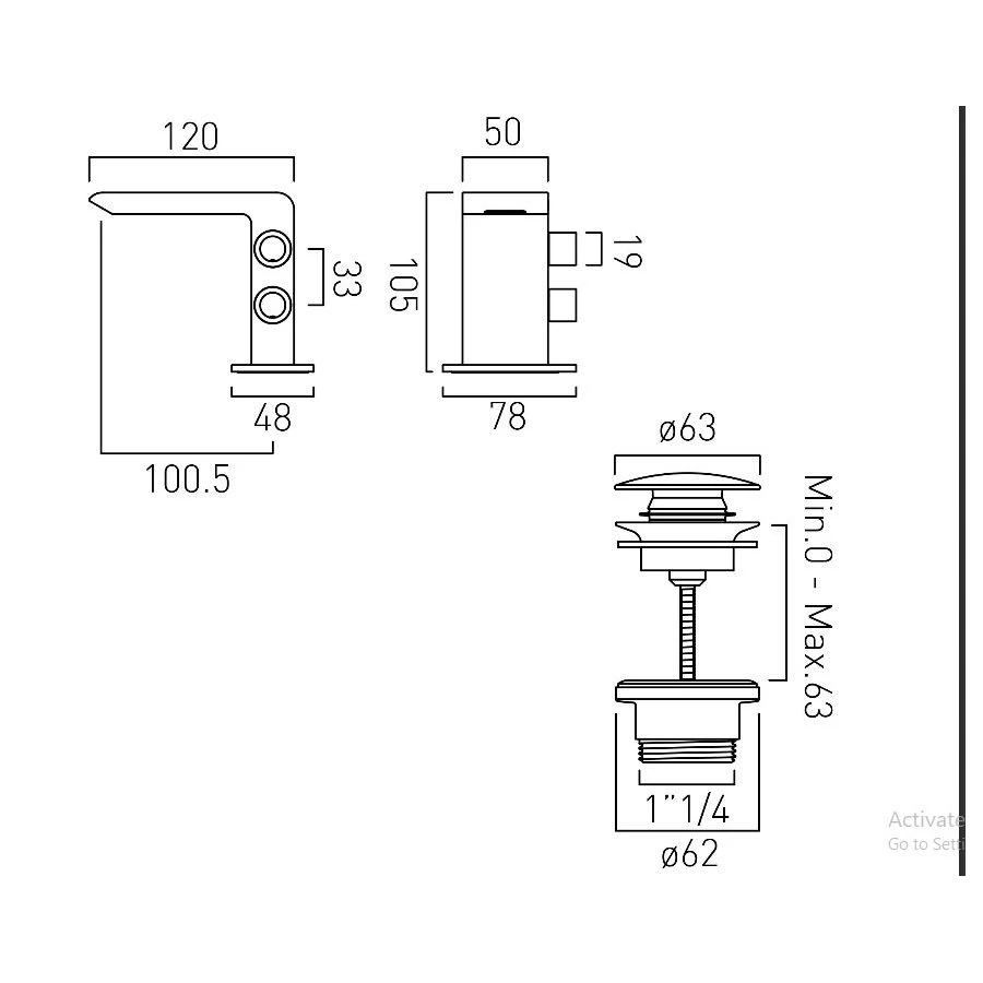 Vado Omika Mini Mono Basin Mixer With Universal Waste 4 Vado Omika Mini Mono Basin Mixer With Universal Waste - Image 2