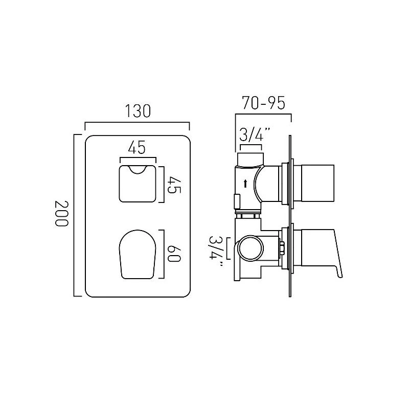 Vado Photon 1 Outlet 2 Handle Thermostatic Valve 4 Vado Photon 1 Outlet 2 Handle Thermostatic Valve - Image 2