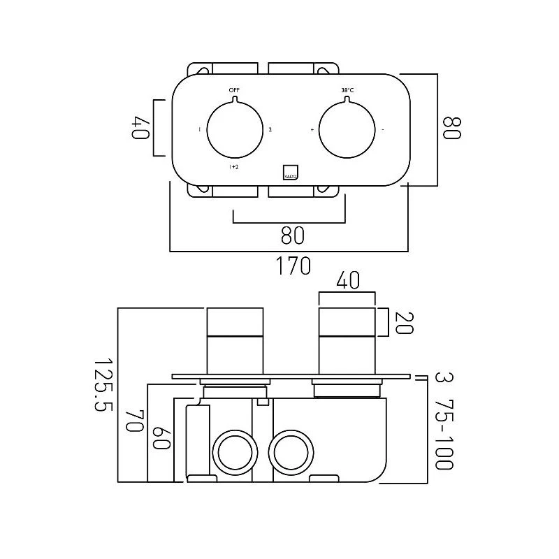Vado Altitude 2 Outlet, 2 Handle Thermostatic Valve With All-Flo 4 Vado Altitude 2 Outlet, 2 Handle Thermostatic Valve With All-Flo - Image 2