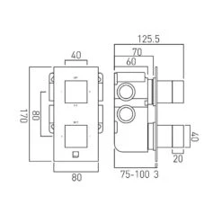 Vado Notion 2 Outlet 2 Handle Thermostatic Valve With All-Flow -Home Bathroom vado tab 1482 not cp 4