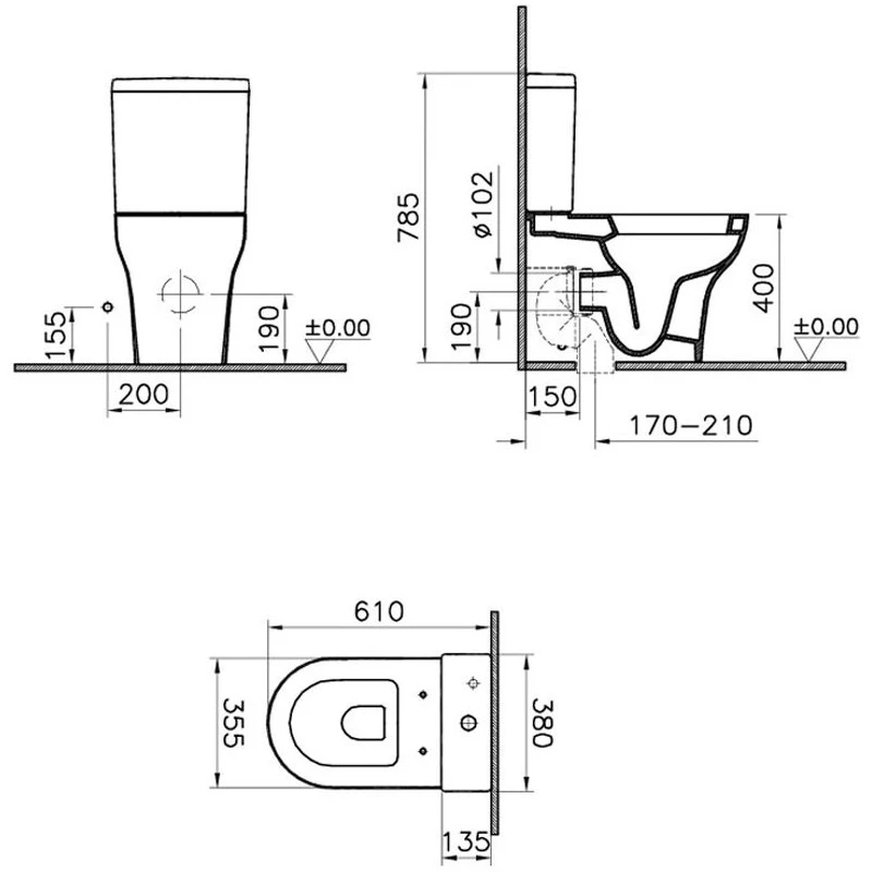Vitra Zentrum Close-Coupled WC Pan Fully Back-To-Wall 4 Vitra Zentrum Close-Coupled WC Pan Fully Back-To-Wall - Image 2